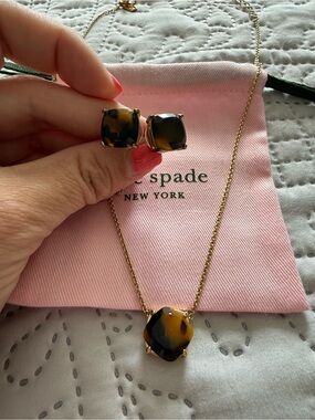 kate spade Gold-Tone Tortoiseshell Stud Earrings and Necklace- Brown & Black